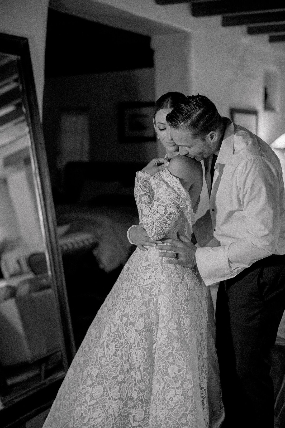 A quiet and intimate moment between bride and groom during their elopement vow renewal
