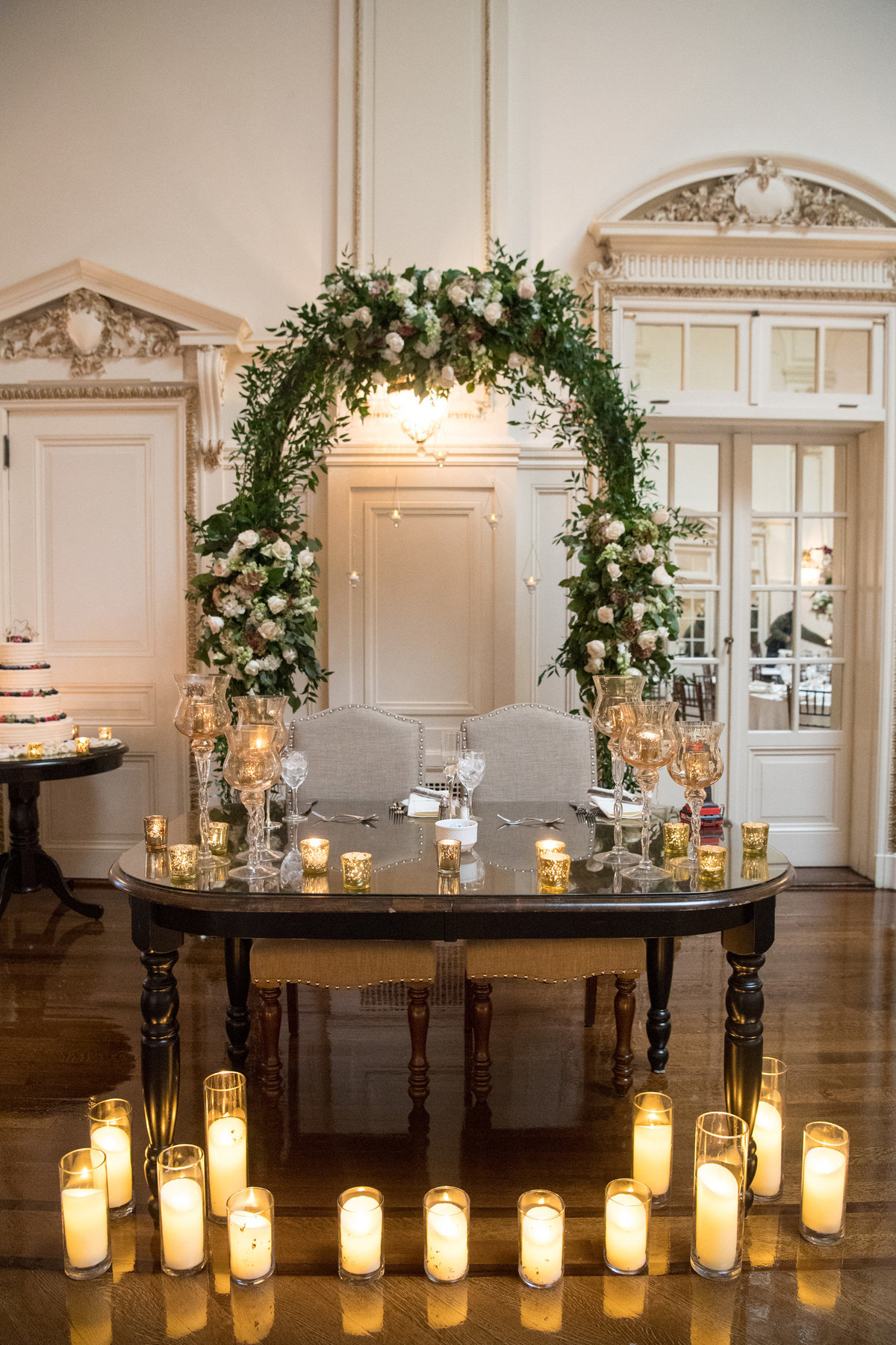 Bride and groom table at The Bourne Mansion