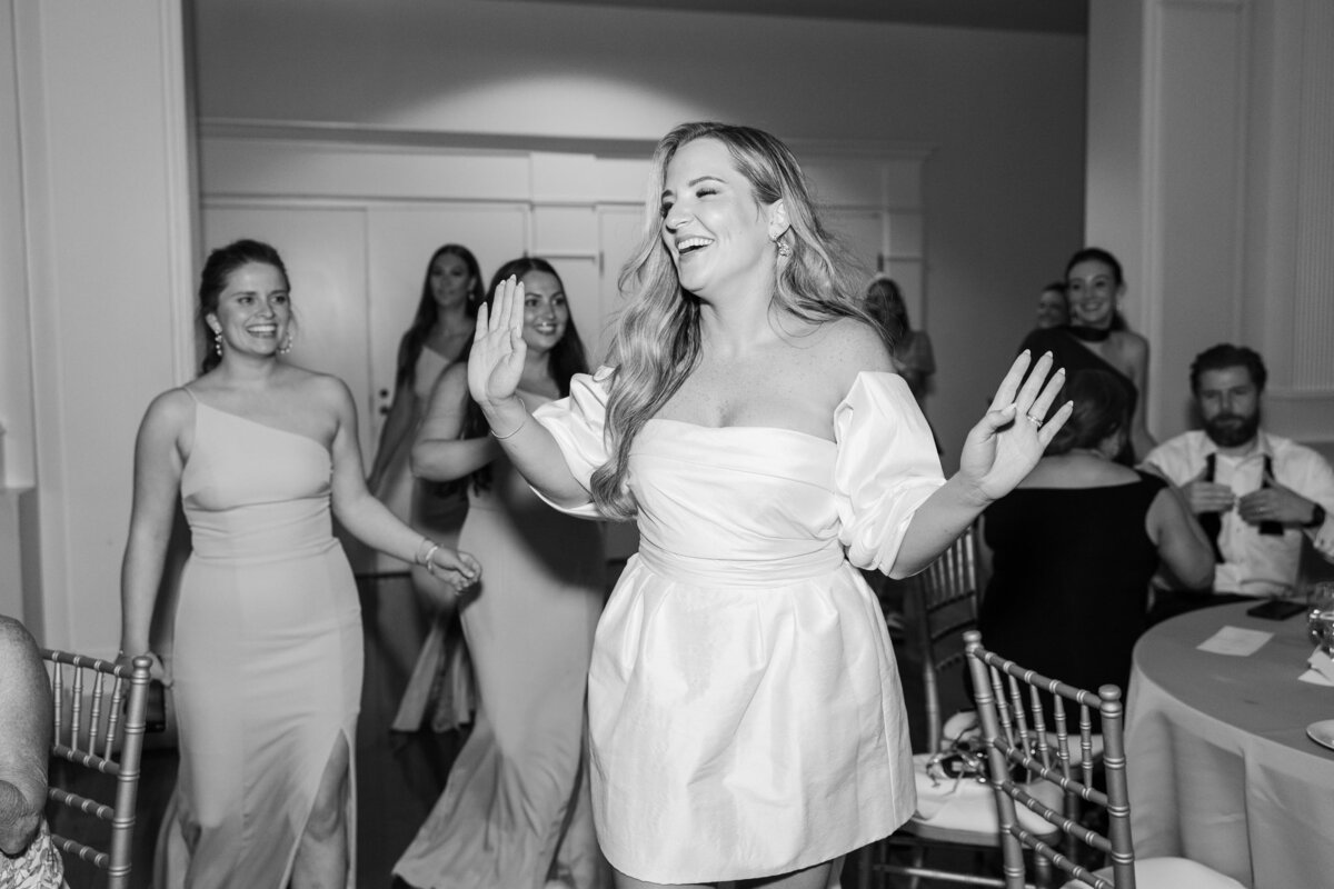 Bride changes into her Reception Dress