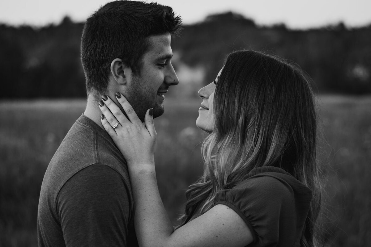 black and white engagement photography