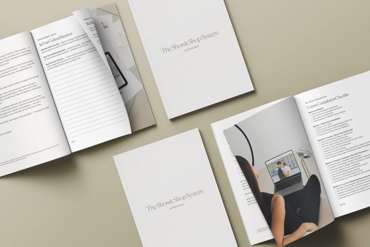 Sell Showit Templates -  How to Sell Showit Templates - Best Courses for Showit Designers - Best Showit Designer Course - WIth Grace and Gold - Education for Designers