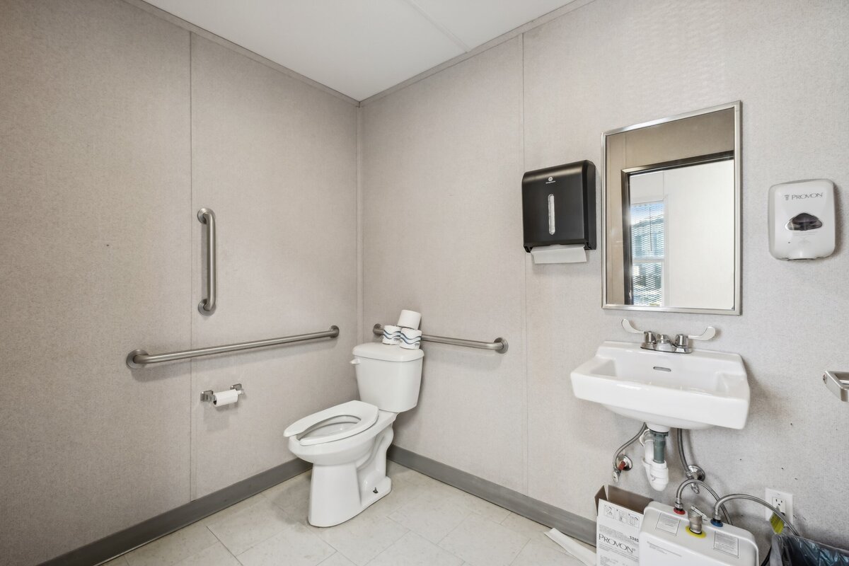 Temporary site bathroom for construction company