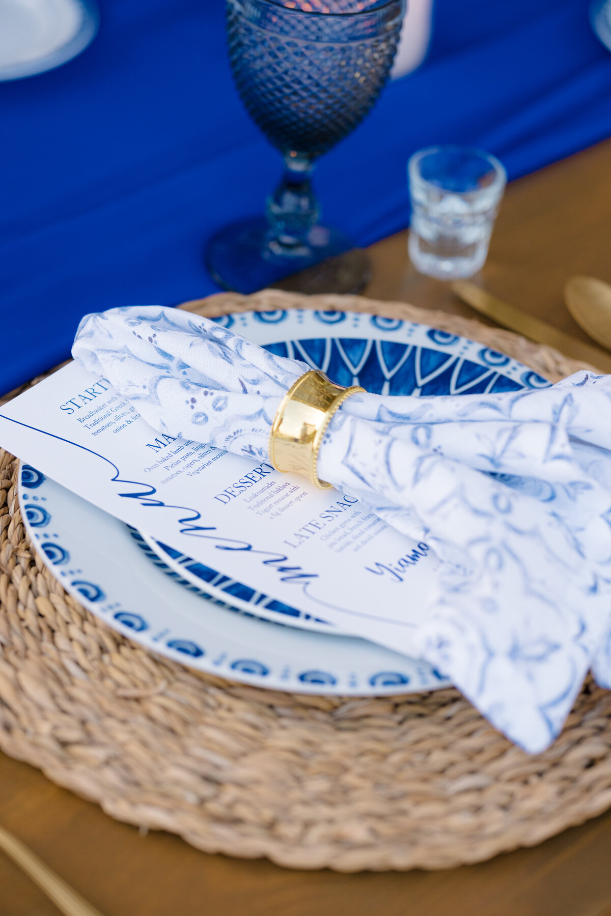tablescape at a destination island wedding on Paros, Greece