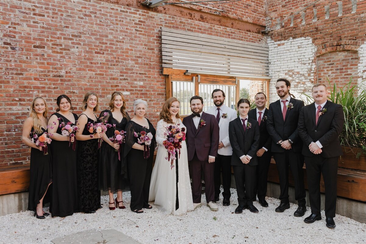 Black and burgundy wedding party attire for a NJ wedding