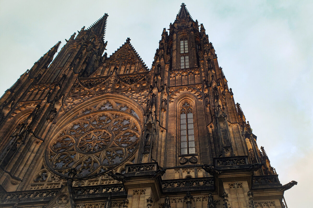 Sunset on St. Vitus Cathedral inside Prague Castle