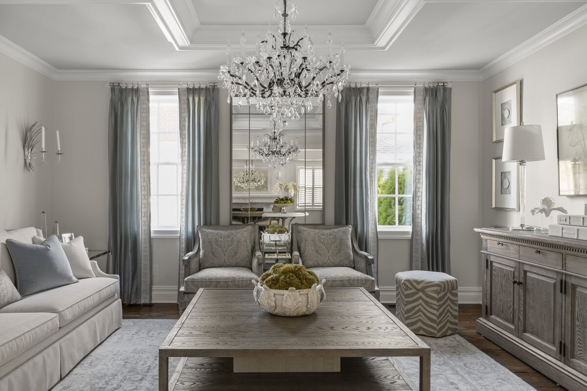 candra lynn interiors ocean port project living room with window curtains and white sofa