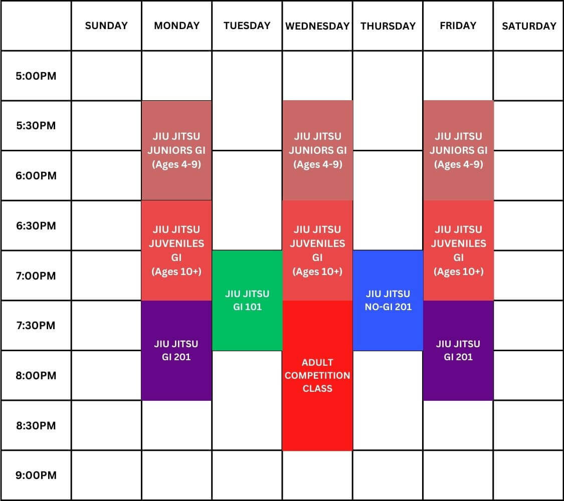 Brazilian Jiu Jitsu Morning Class Schedule in Uxbridge Ontario