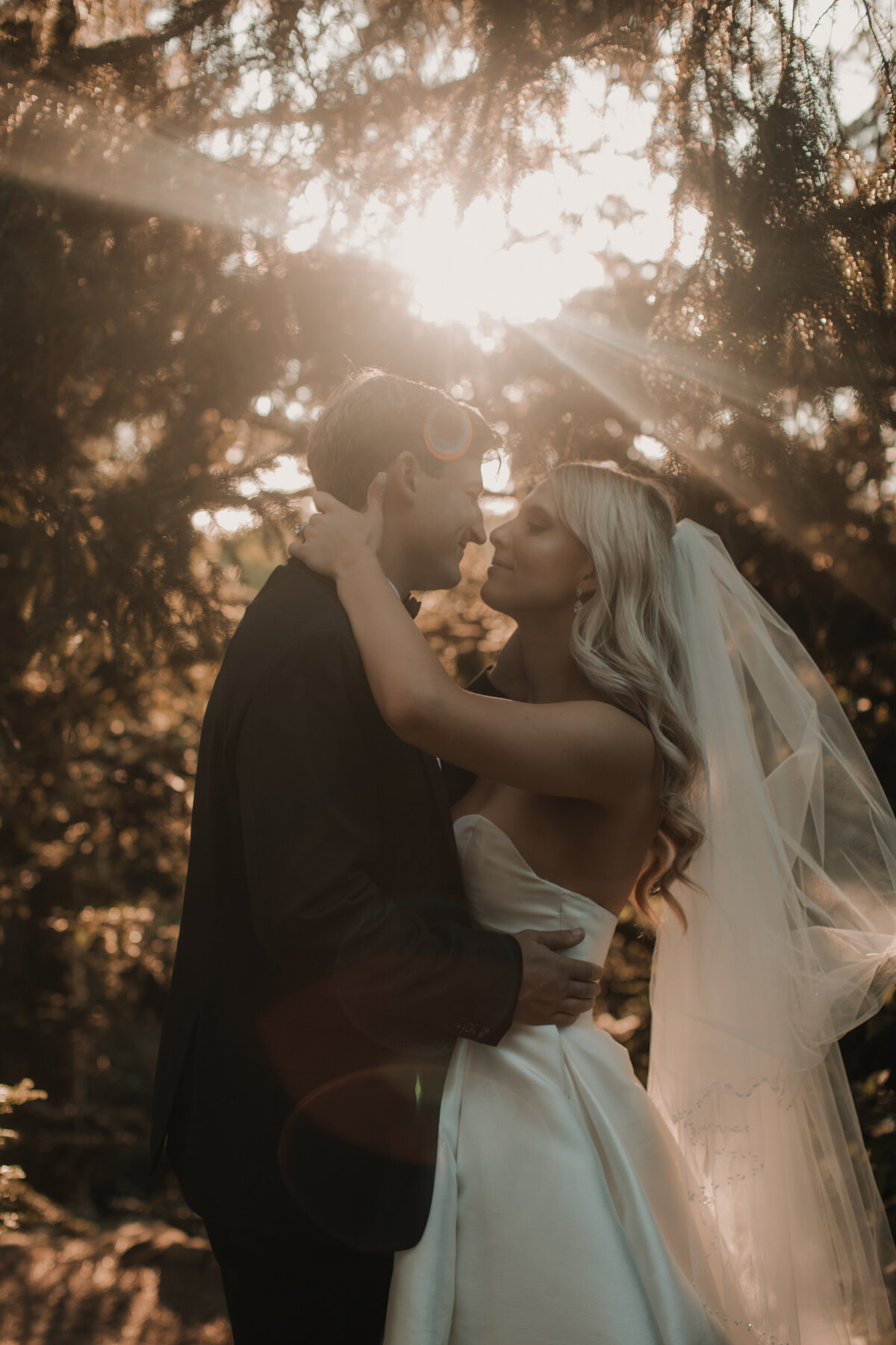 wedding couple at sunset
