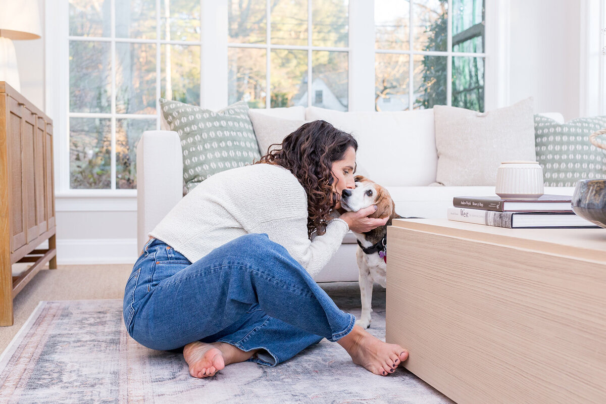 Jodi and dog in office