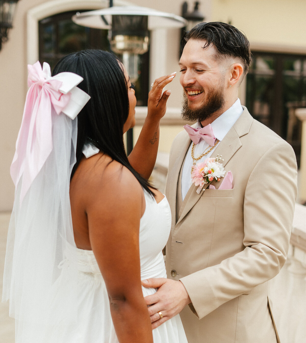 bride and groom laughing after their ceremony at the stirling club in las vegas, nv