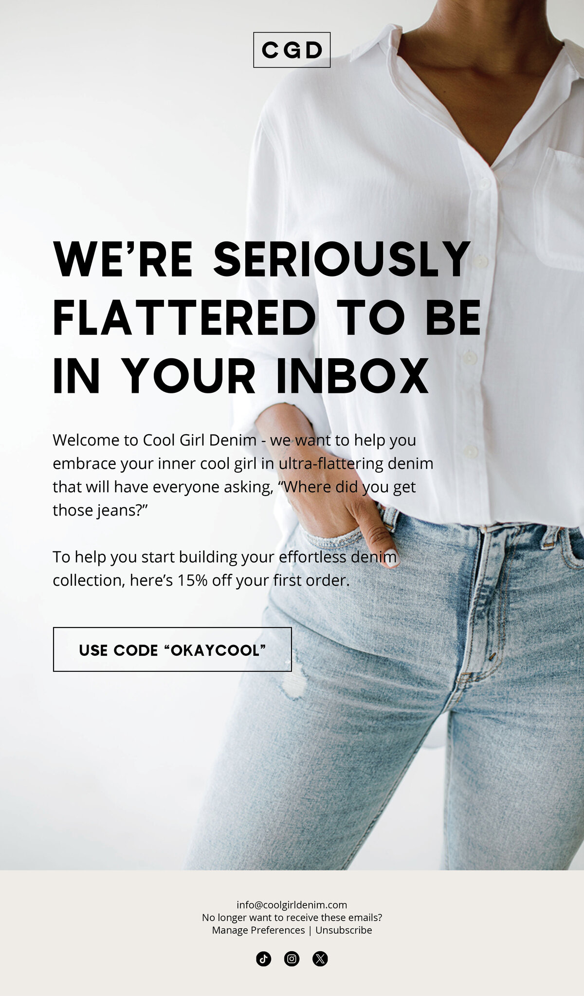 Cool Girl Denim Welcome Email Template