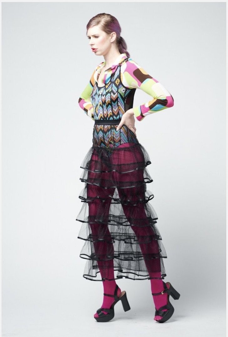 Fashion-model-editorial-vintage-tiered skirt