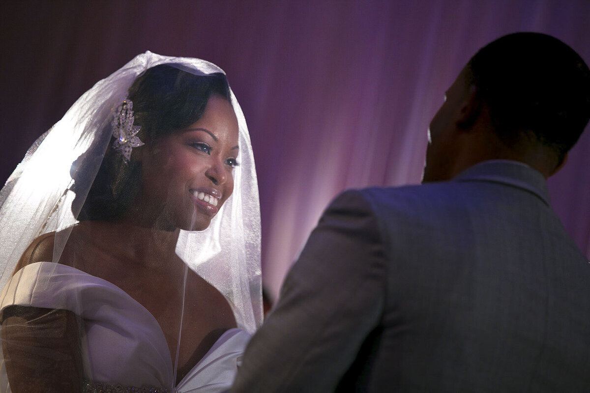 The Grove Wedding Ceremony | Bride Smiling at Groom | Cedar Grove, New Jersey Photography