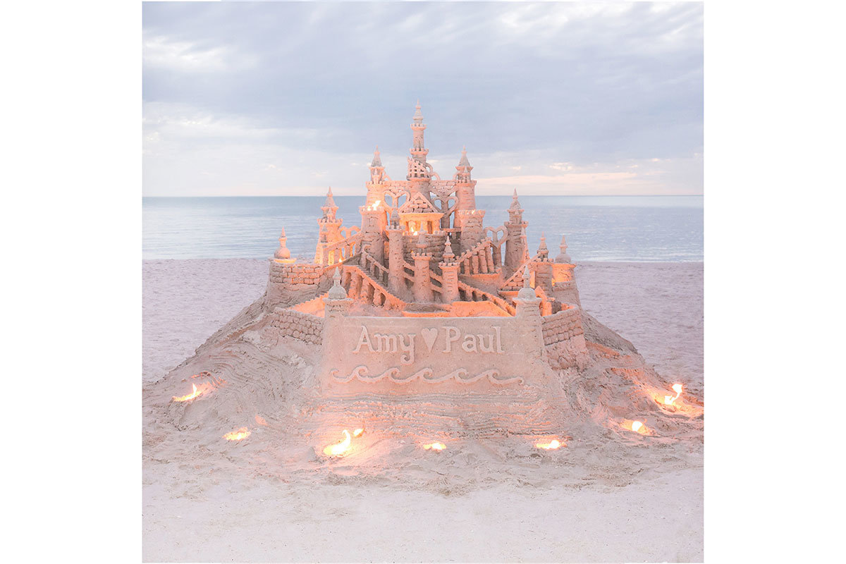 sand castle wedding photo