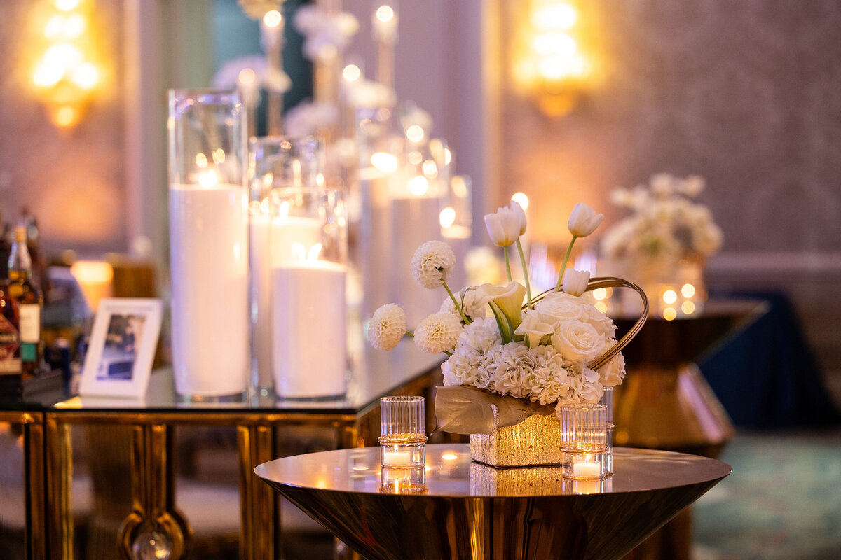 White Vogue Candles with Butterfly florals