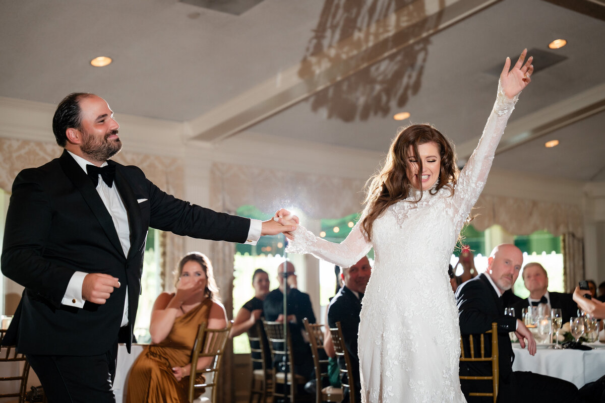 bride and groom entrance for wedding reception at oakmont