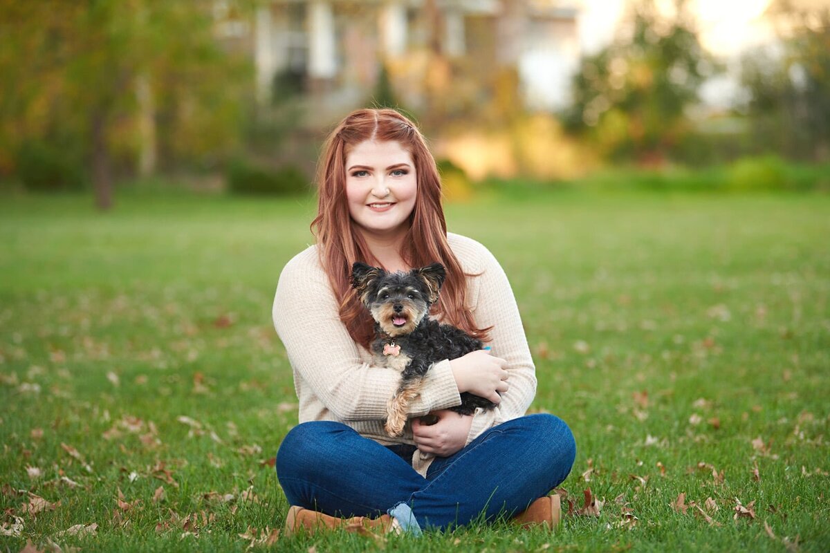 High School Senior Portrait Photographer with Girl and Dog in Scenic Park-01