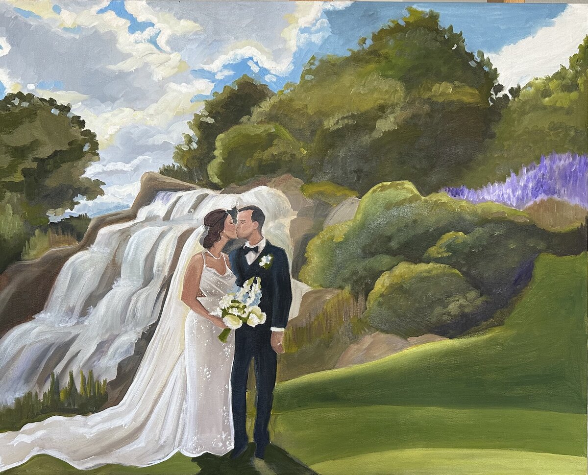 A couple shares a kiss on a private golf course in Colorado.