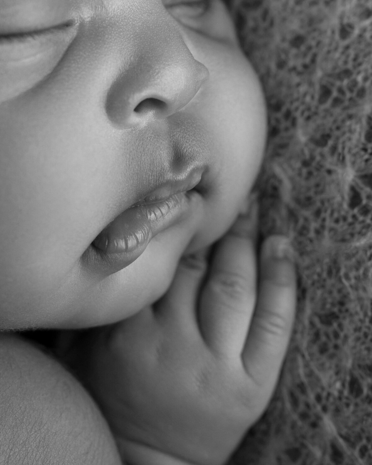 Newborn baby lips detail close up Round Rock professional maternity photographer