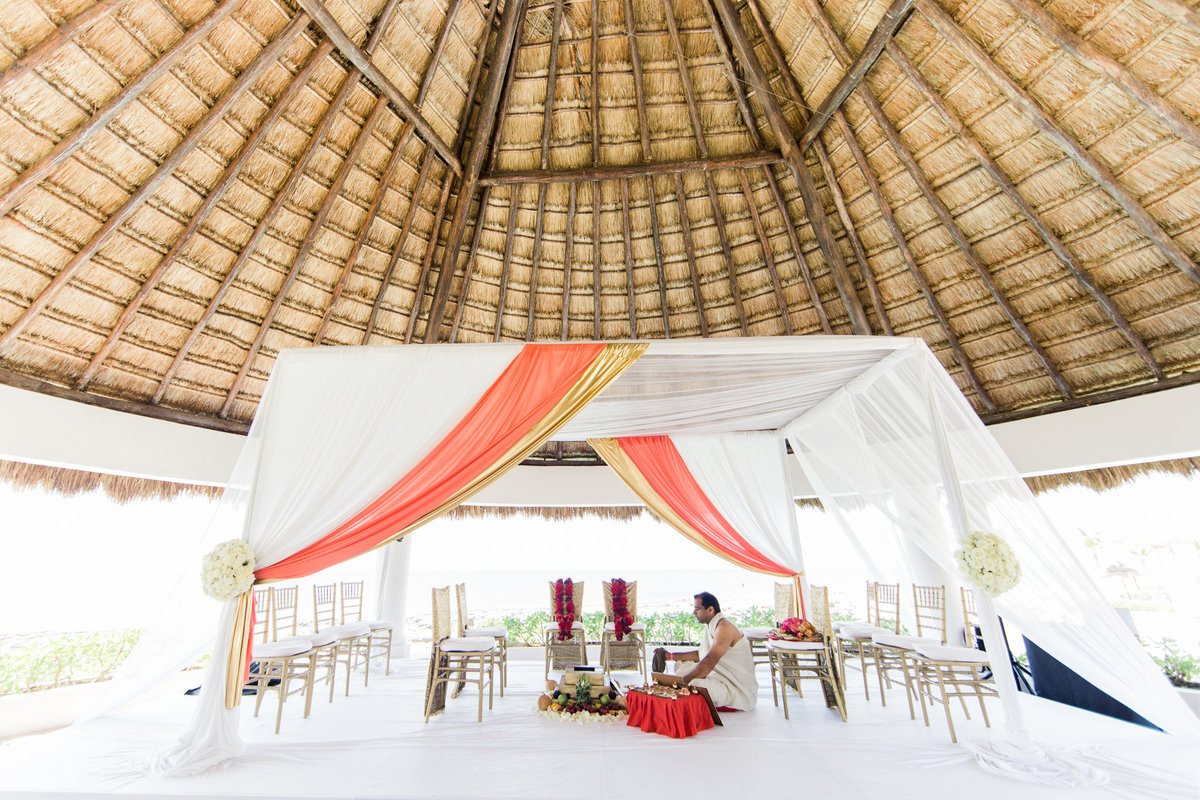 Elegant Indian Mandap decor by destination wedding photographer Rebecca Cerasani