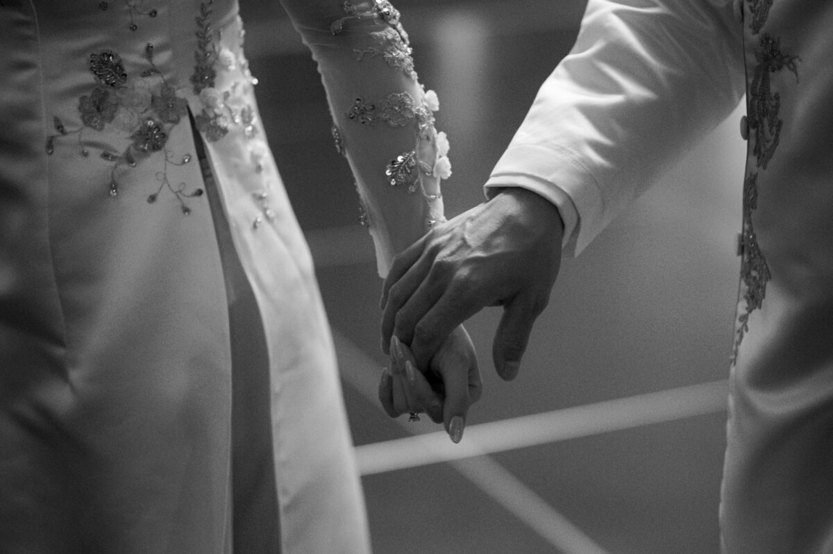 A photo of the couple during their wedding reception at the Hotel Zaza wedding in Houston.