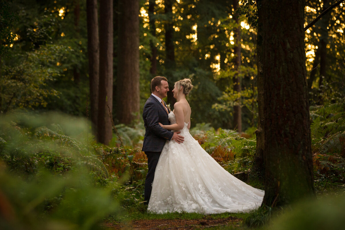 Bride and Groom portrait in Speech House Woods, Gloucestershire