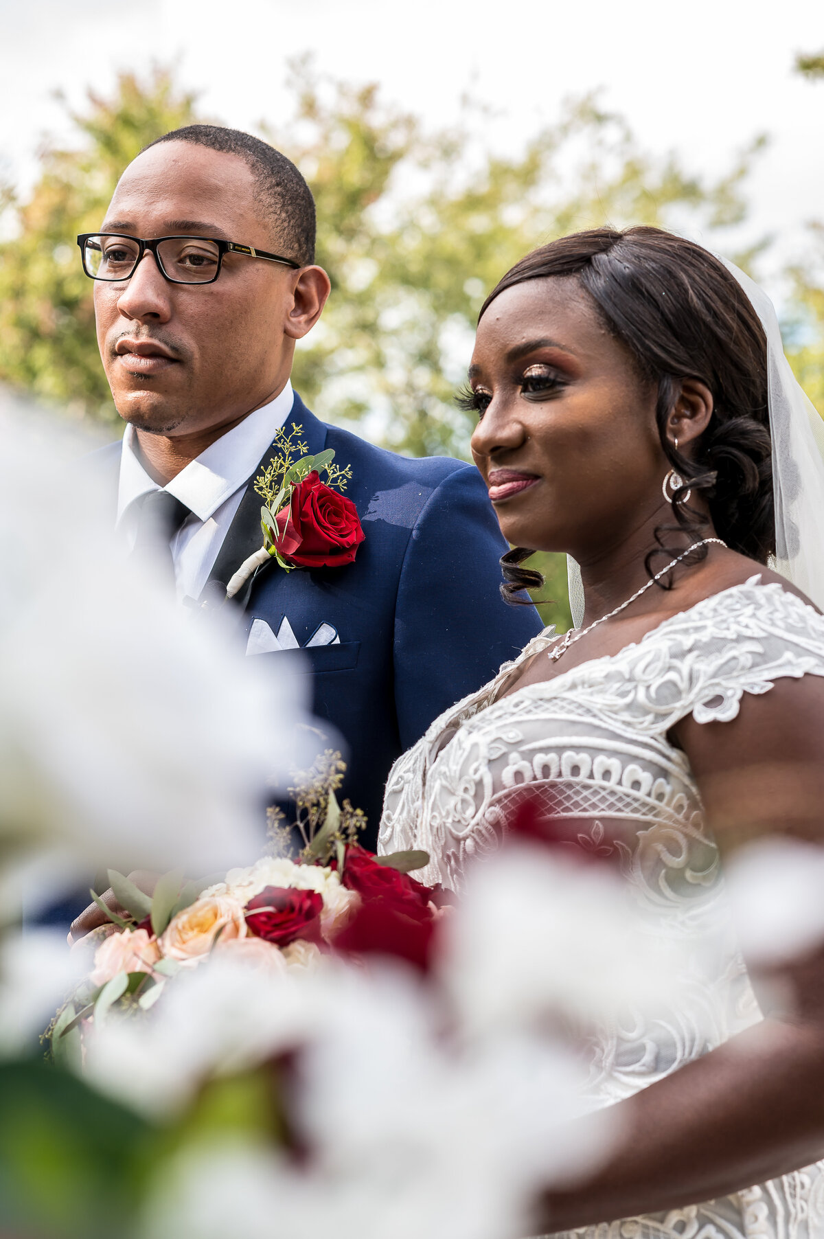 Bride and groom At the alter