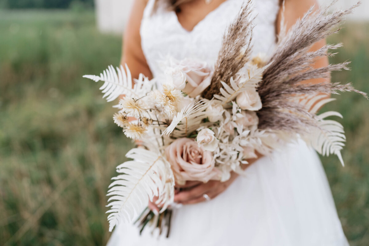 Dried flower wedding bouquet