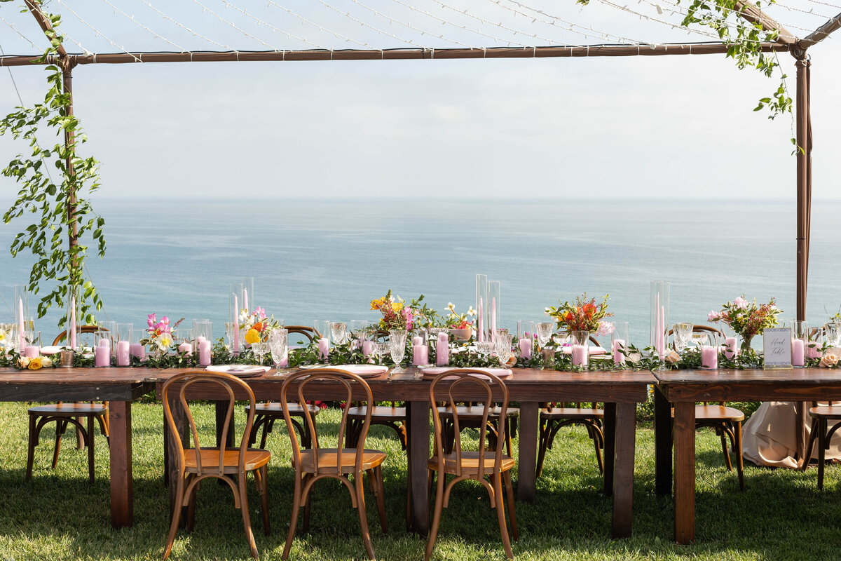 Reception table over looking the Pacific Ocean