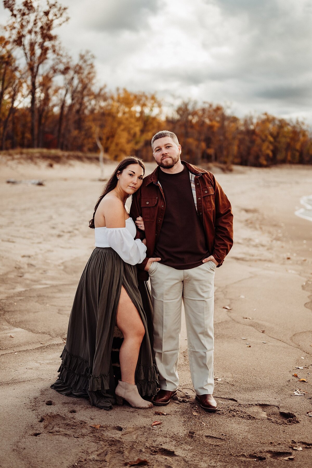 Fall beach engagement session