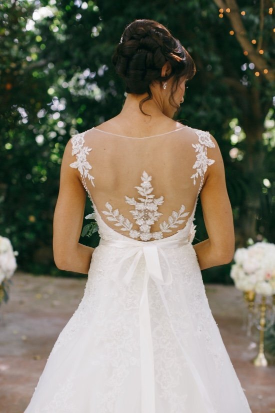 Beautiful wedding applique on back of wedding dress