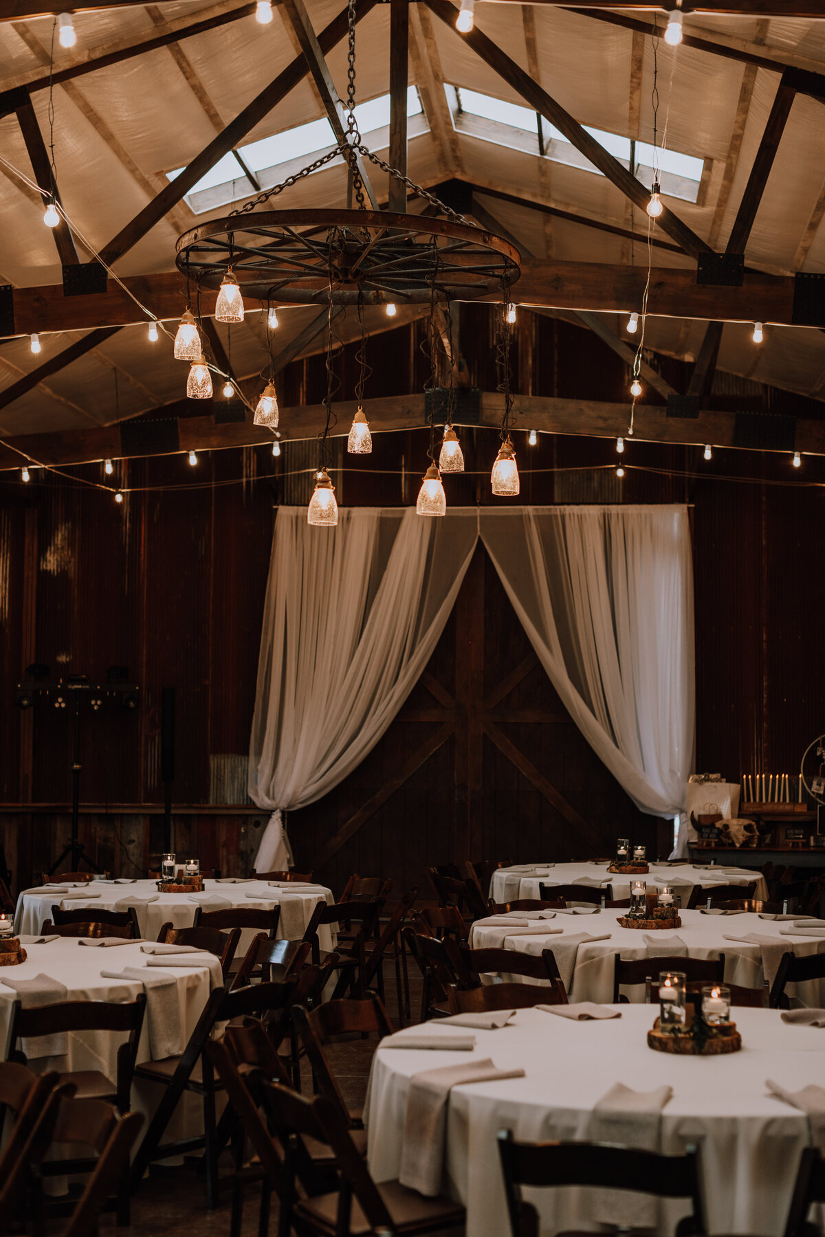 reception in barn at younger ranch