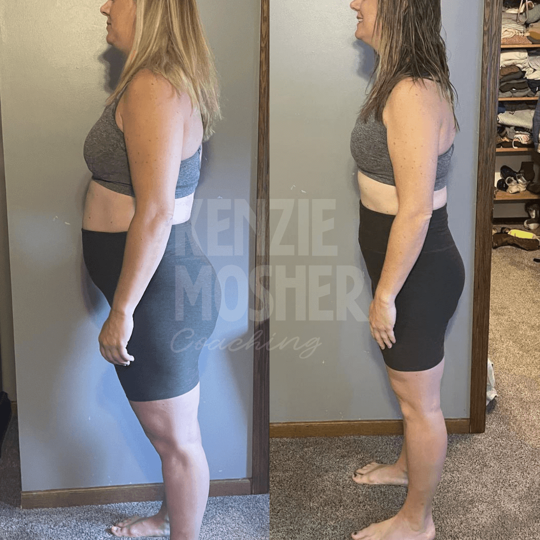 Real woman’s before and after results from Kenzie Mosher Coaching.