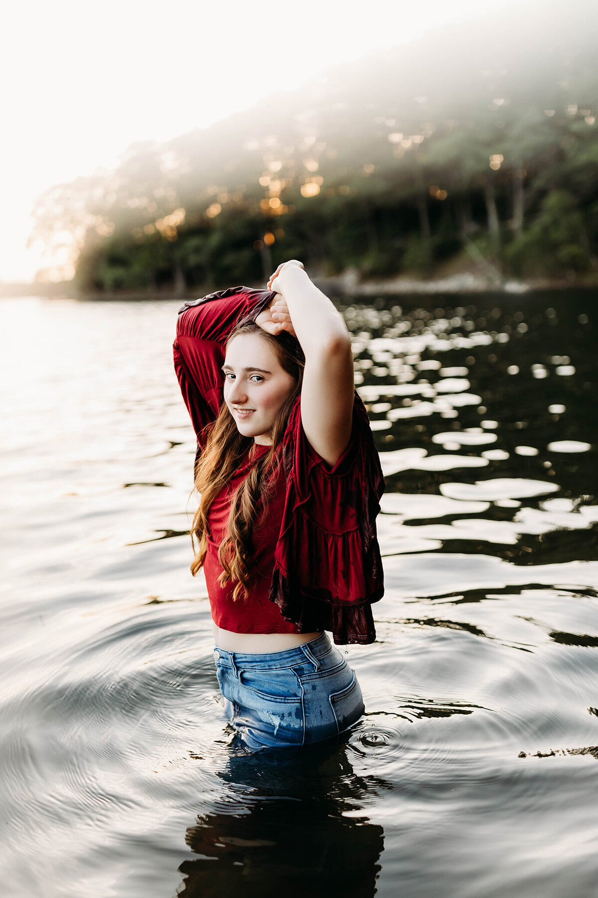 senior photos in water