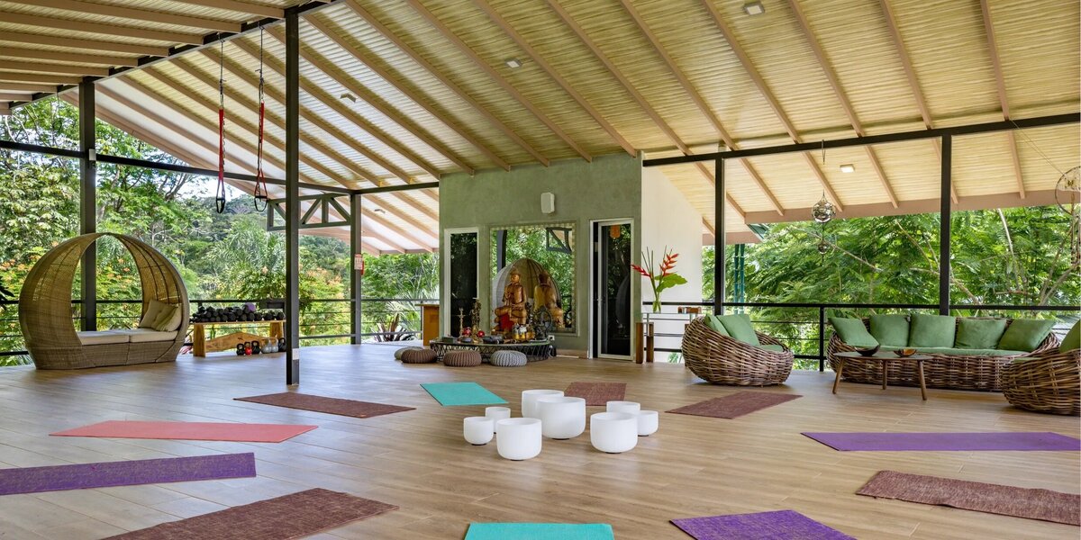 the yoga deck at a retreat center in costa rica 