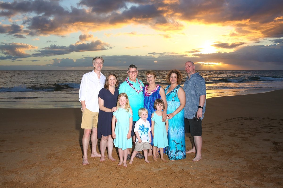 Capture Aloha Photography, Maui Family Portraits with  beautiful sunset on the beach