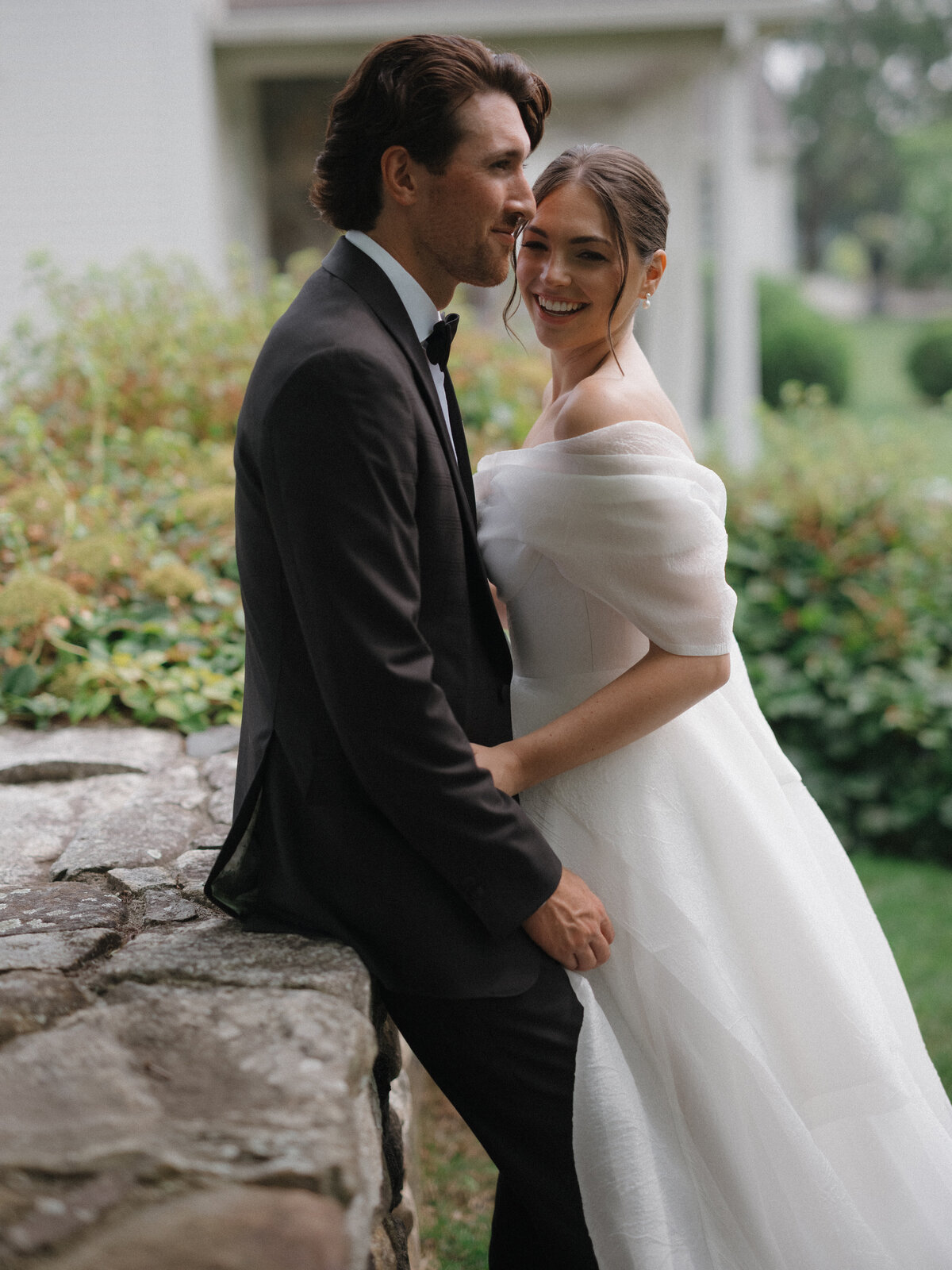 Elegant film photography portrait showcasing sophisticated wedding photography at Lion Rock Farm luxury venue. Lauren Alatriste combines fashion photography aesthetics with authentic wedding documentation, creating magazine-worthy imagery that transcends traditional photography.