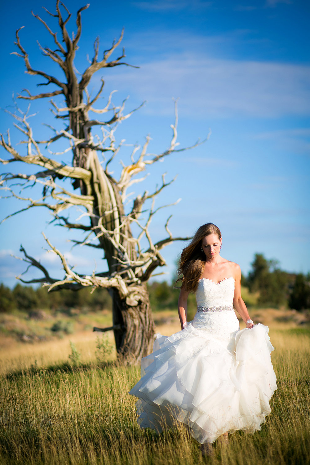 Destination wedding photos open field outdoors bride rustic