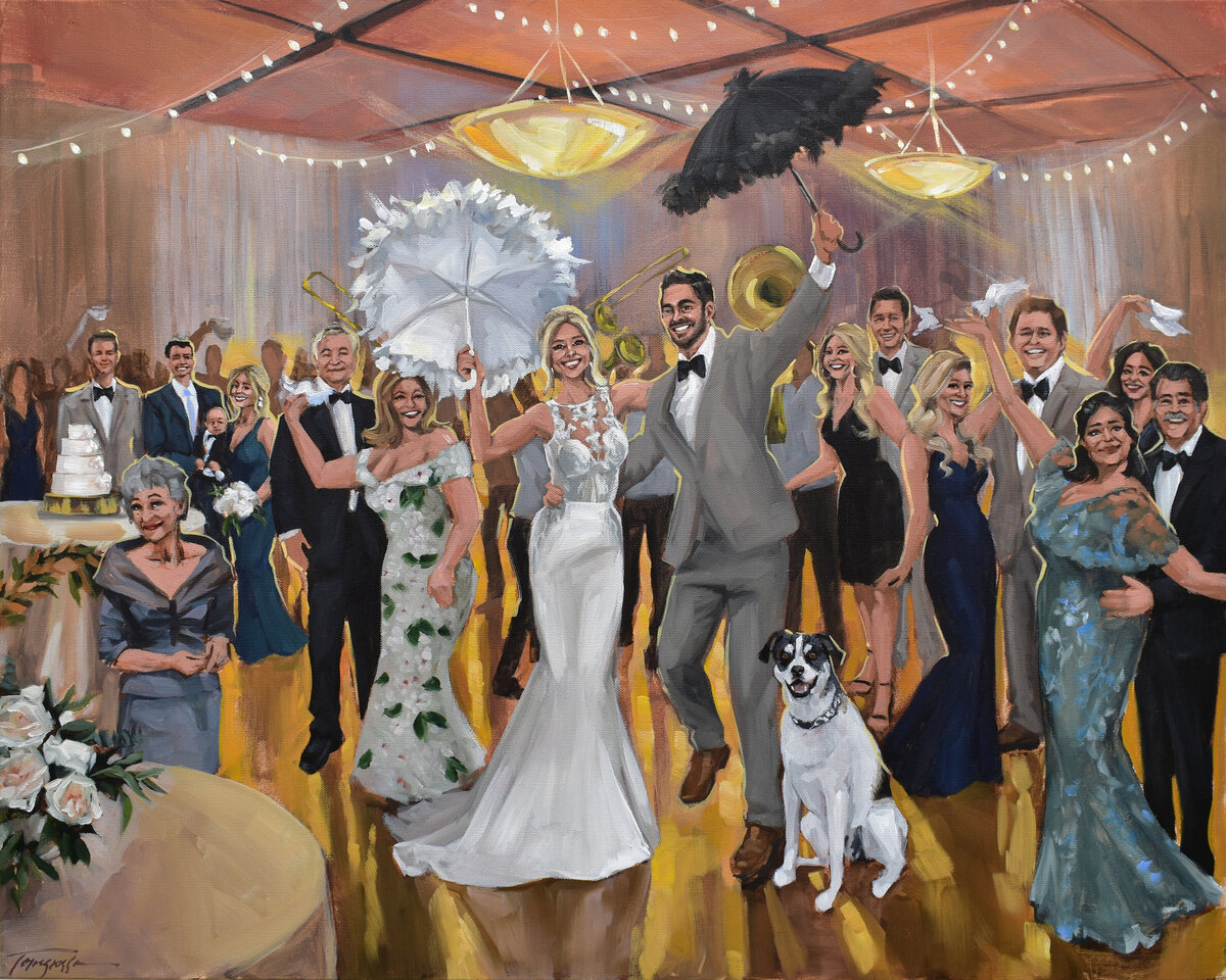 second line wedding celebration, Wedding Portrait Paintings From Photos
