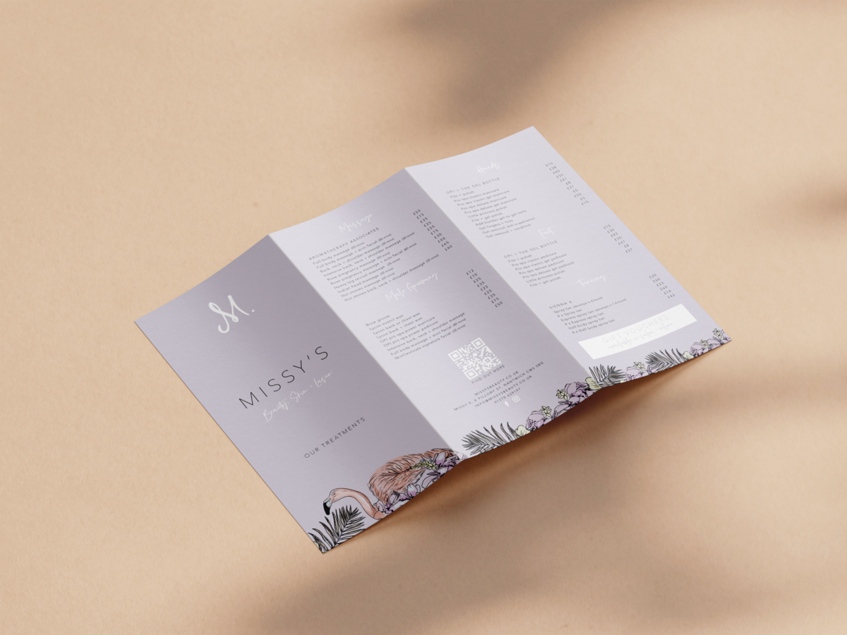 Missys price list print design by The Little Paper Shop