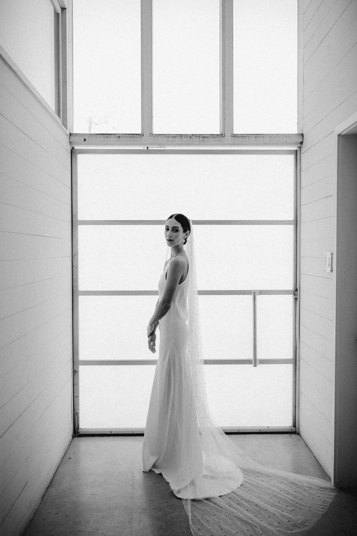 Bridal portrait by window at Prospect House Austin