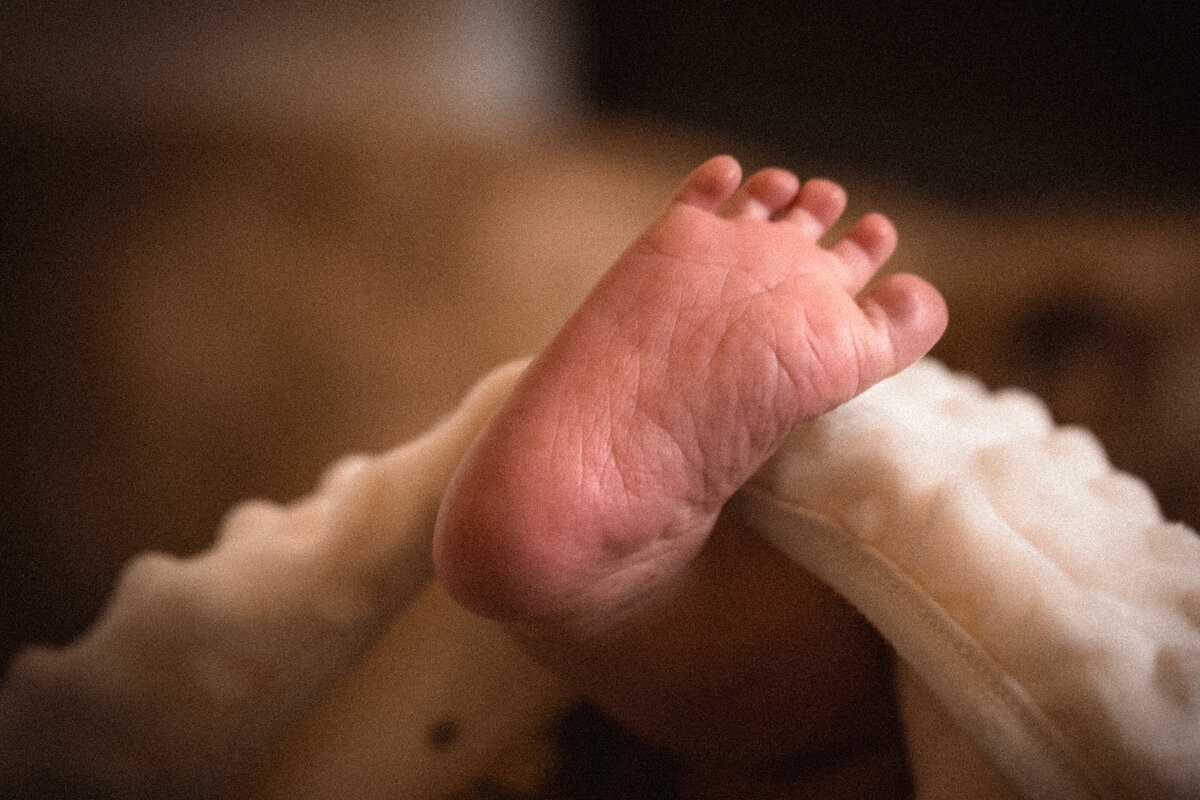 Newborn baby foot