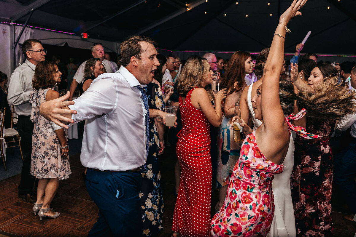 Evening reception and dancing at wedding at Wentworth Inn in Jackson NH by Lisa Smith Photography