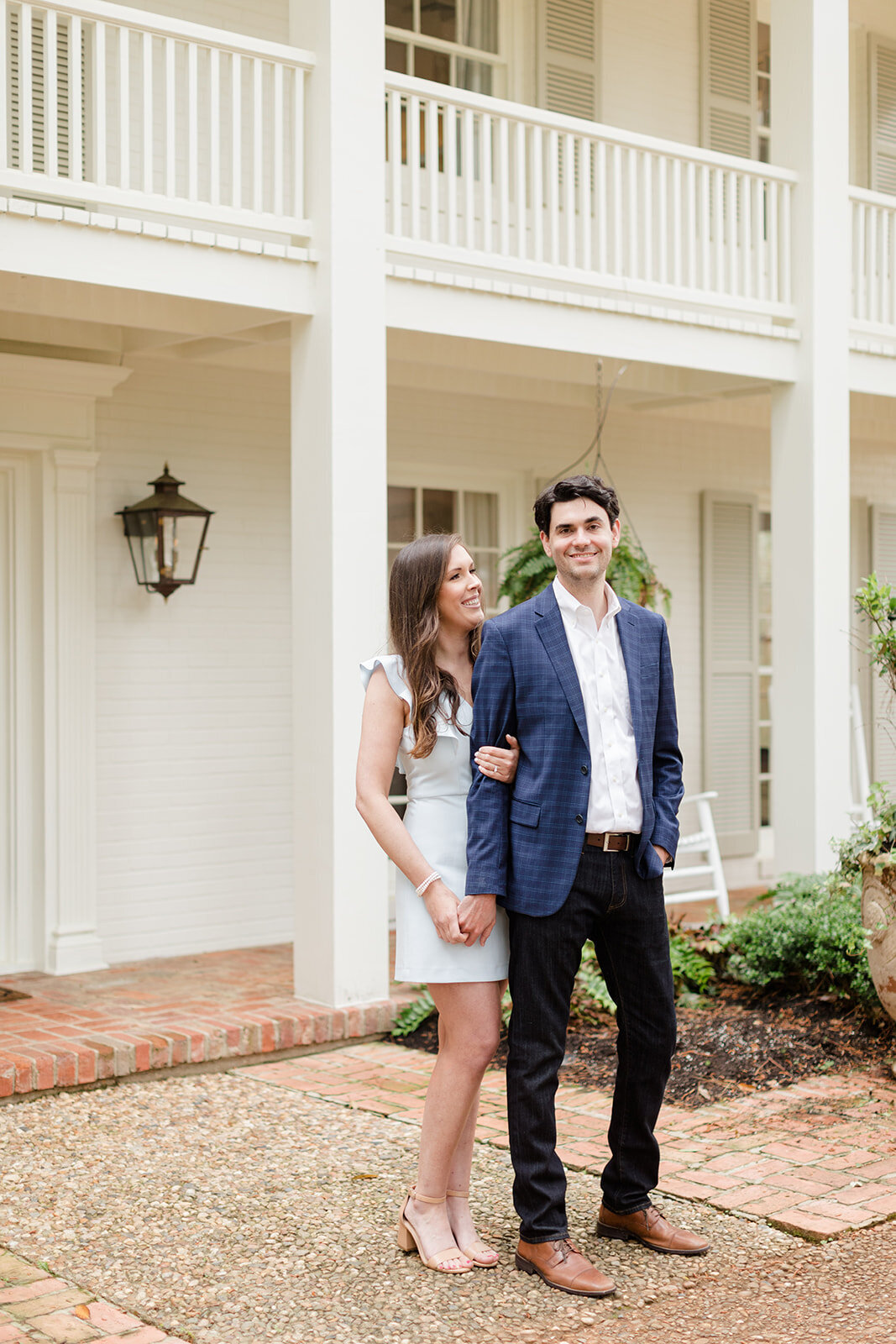 Engagement portraits of couple at home