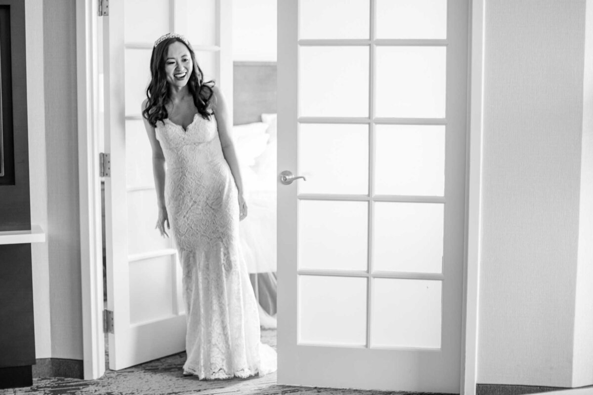 Bride's First Look at Luxury Chicago North Shore Garden Wedding Venue