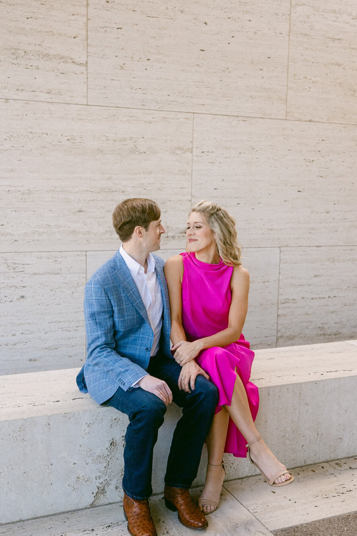 A wedding engagement session photo taken in Fort Worth Texas