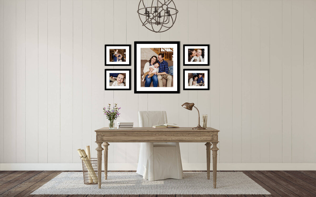 office decorated with artwork from family photo session