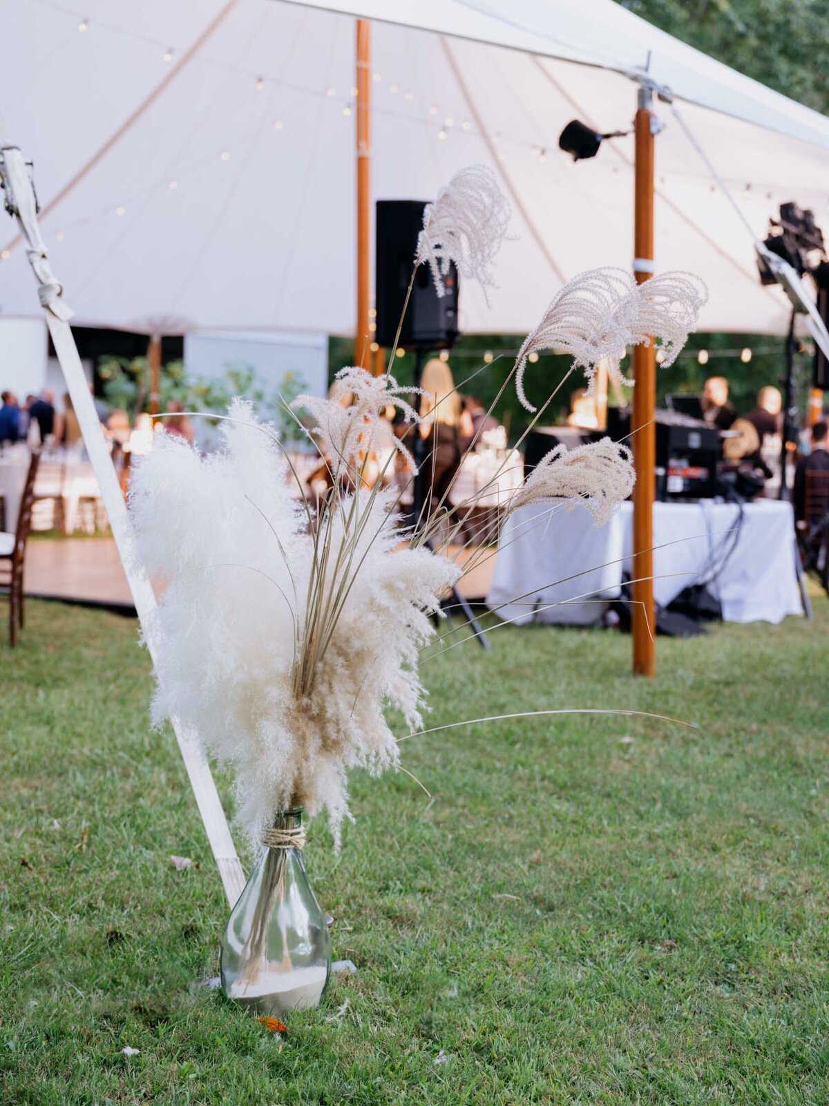 Elegant tented reception at private estate wedding