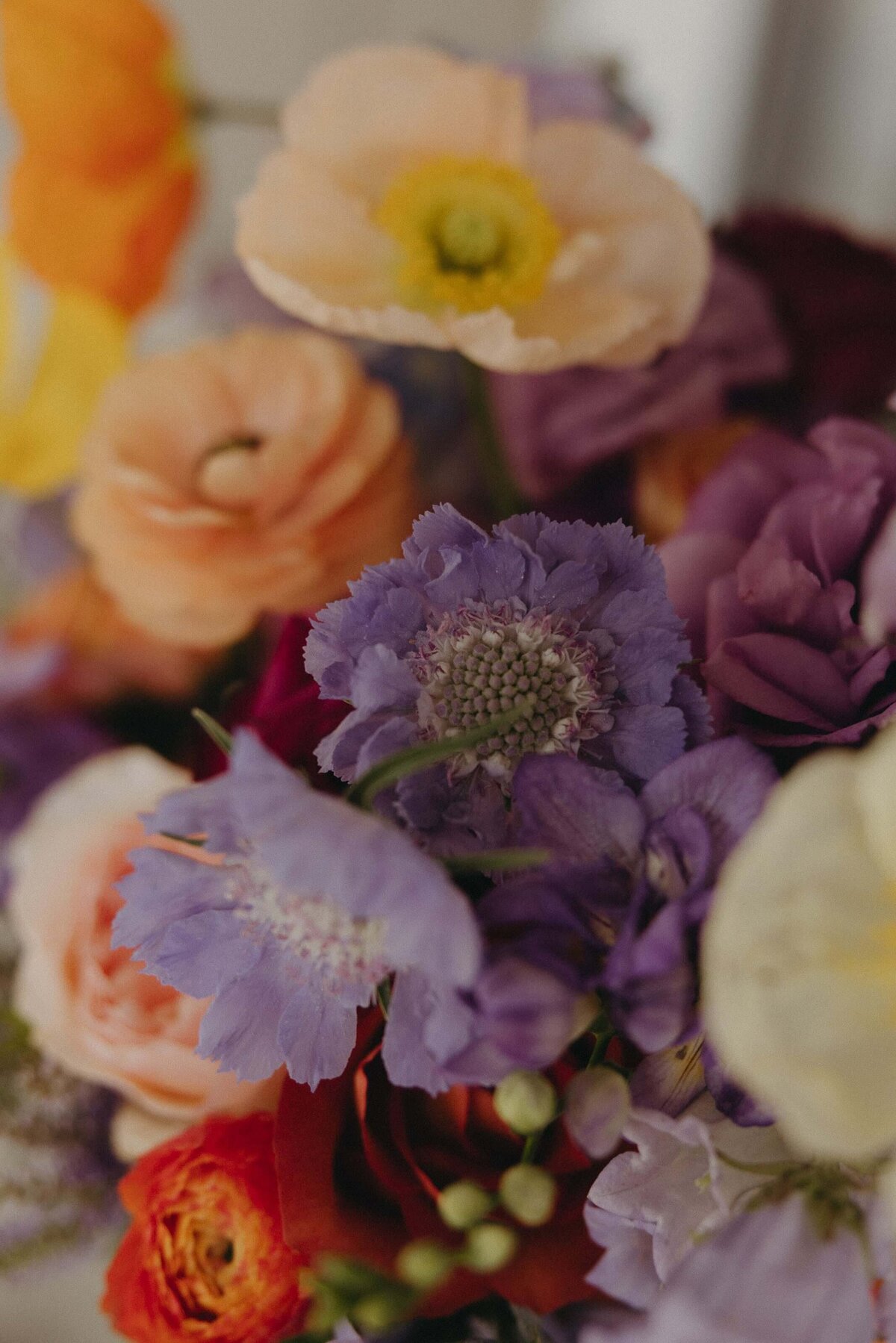 Colorful wedding flowers by Flowers and Thyme.