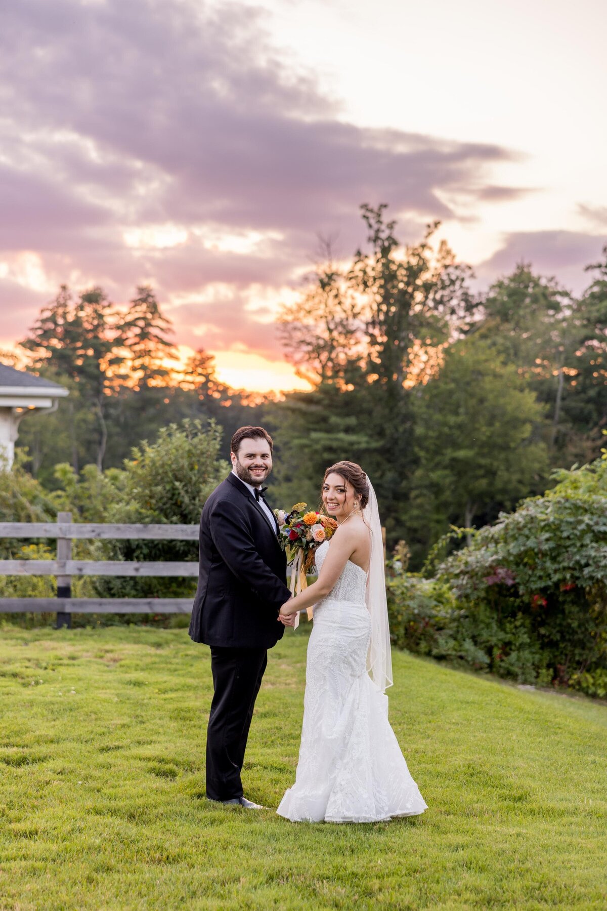 sunset wedding photos at labelle winery